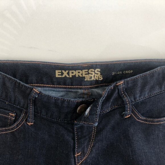 Express Dark Denim Crop Jeans Size 2 - Picture 2 of 8